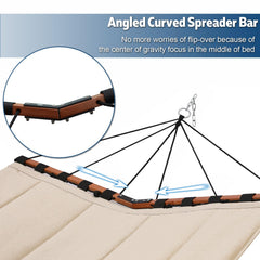 TEGERDEGER V-shaped hardwood spreader bar detail showing curve and anti-flip benefit