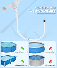 Teisaiko hook mounted on pool rail demonstrating tool-free install