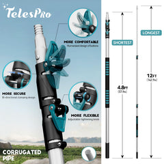TelesPro pole in use on lawn demonstrating safe ground-based pruning