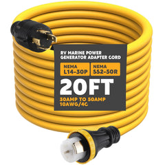 Tellegloww front view of full 20ft adapter showing connectors and cable for reliable hookups