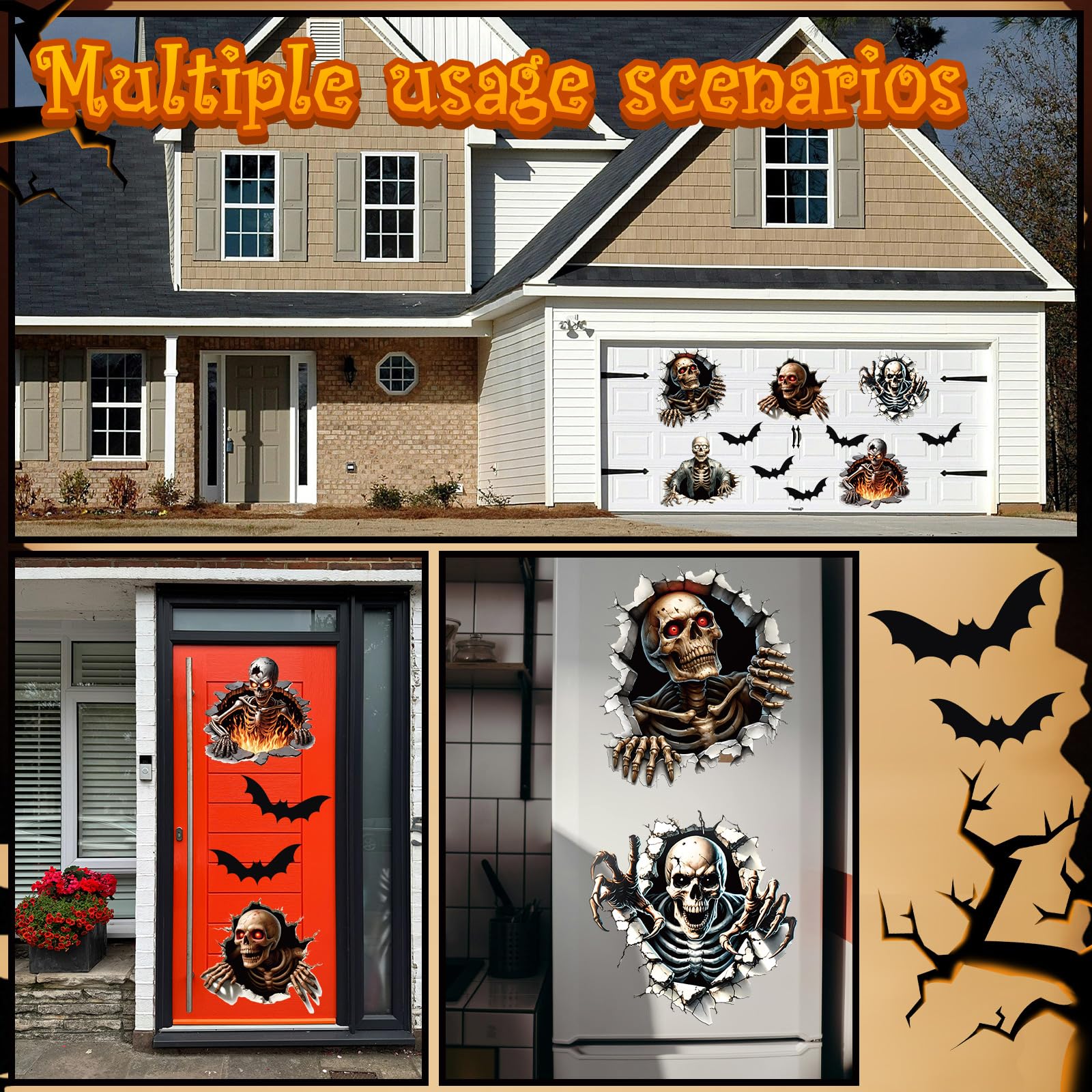 Tellegloww magnets installed on a garage door creating a haunted entrance benefit