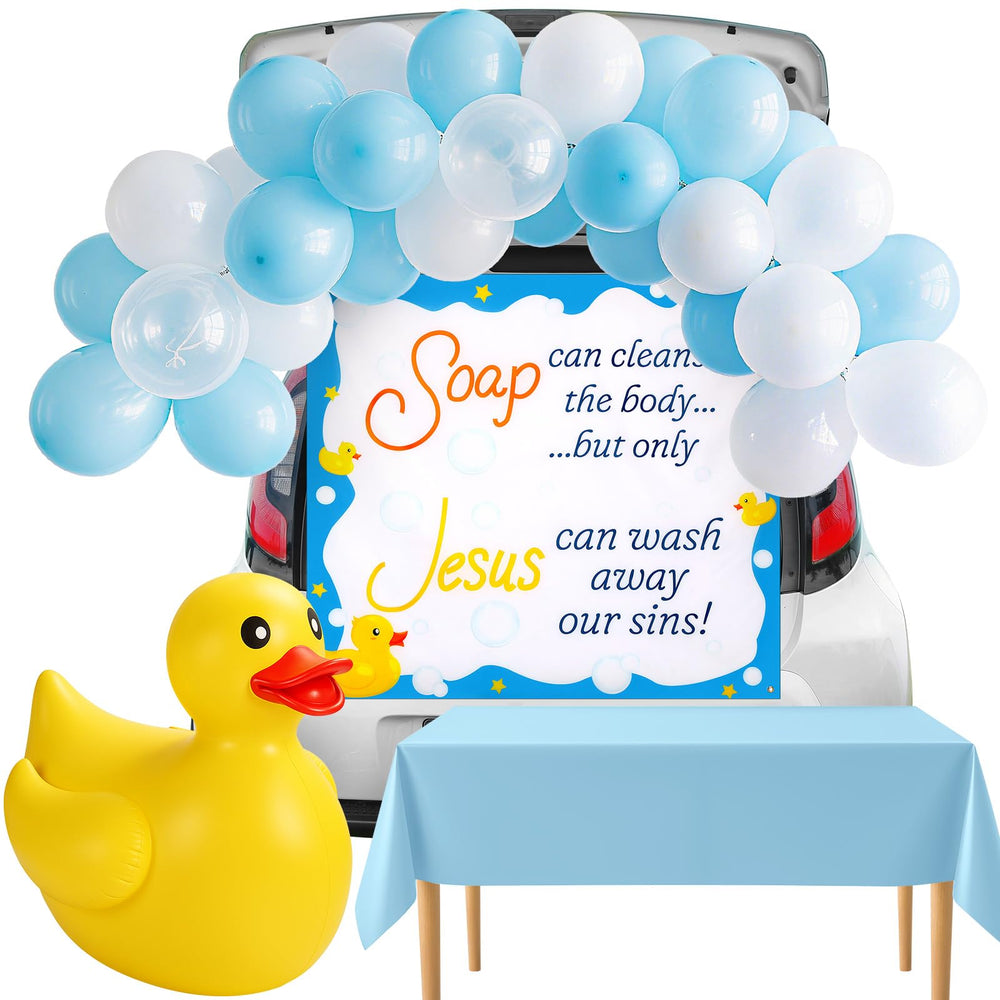 Tellingyou inflatable duck front view showing bright centerpiece and easy setup benefit