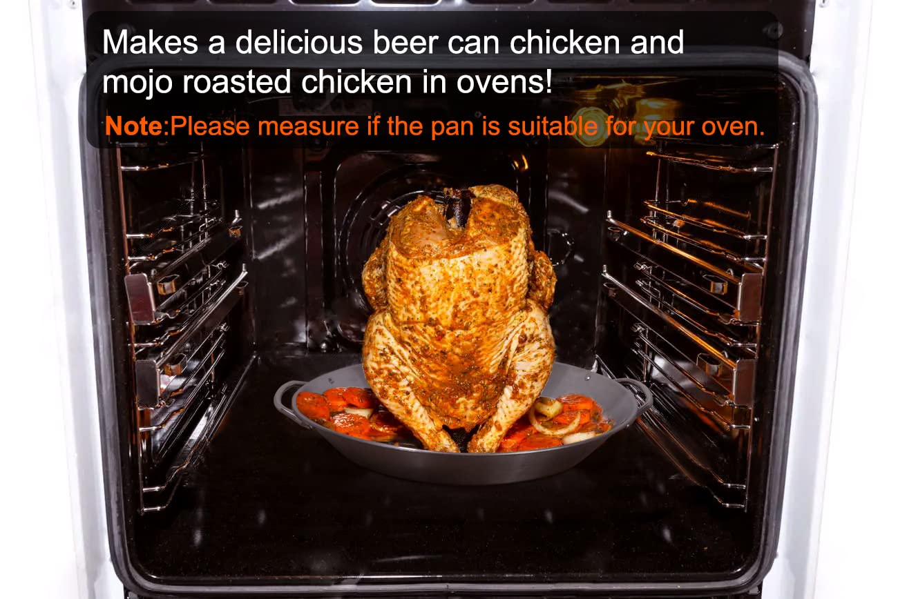 Tellshun in-oven roast of chicken on holder showing practical indoor use and tidy drip collection