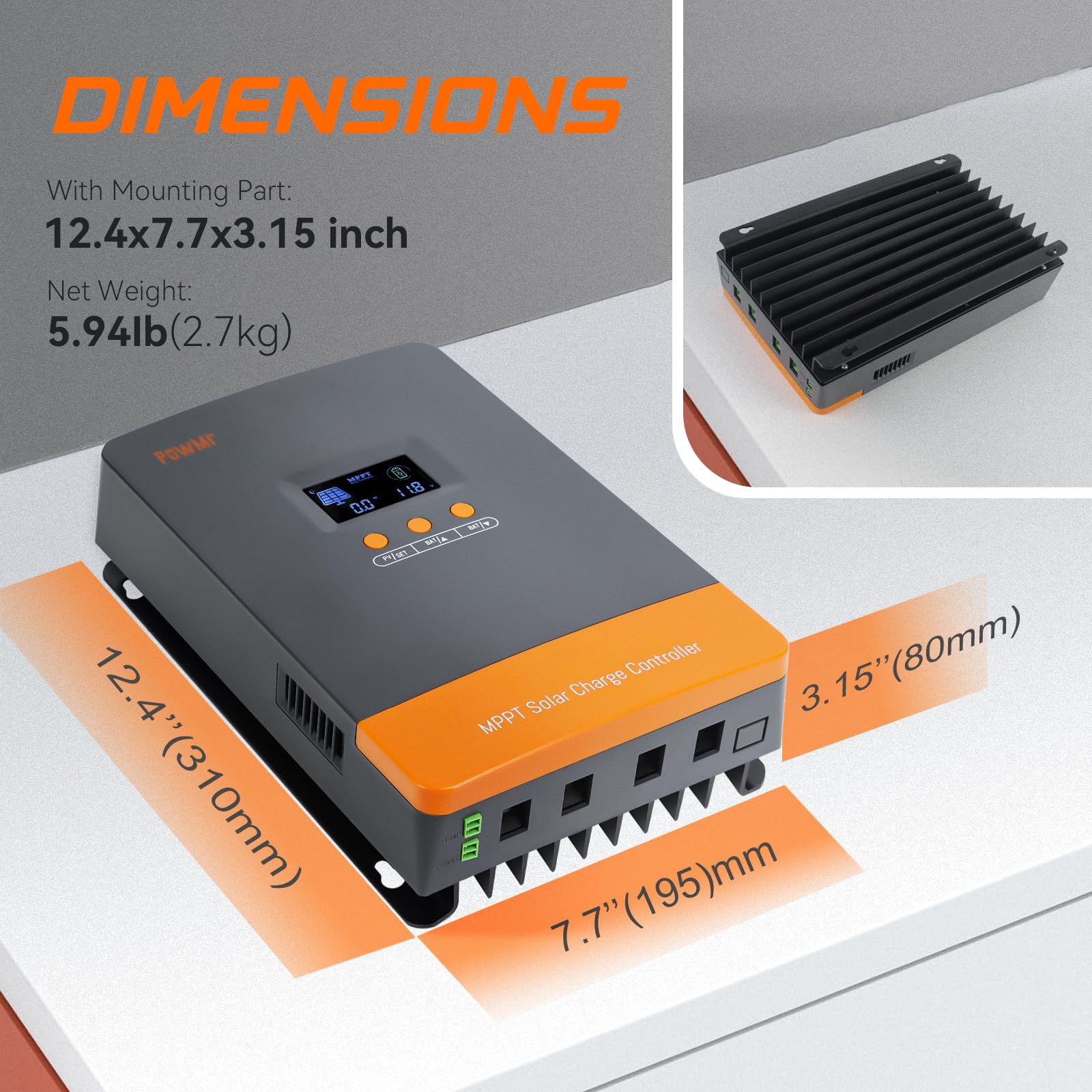 Temank PowMr next to ruler for size-scale and installation planning