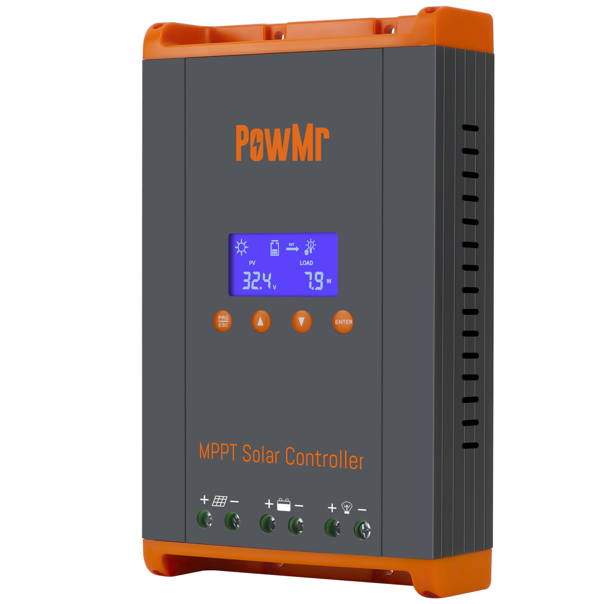 Temank PowMr front panel with LCD showing system data for easy monitoring