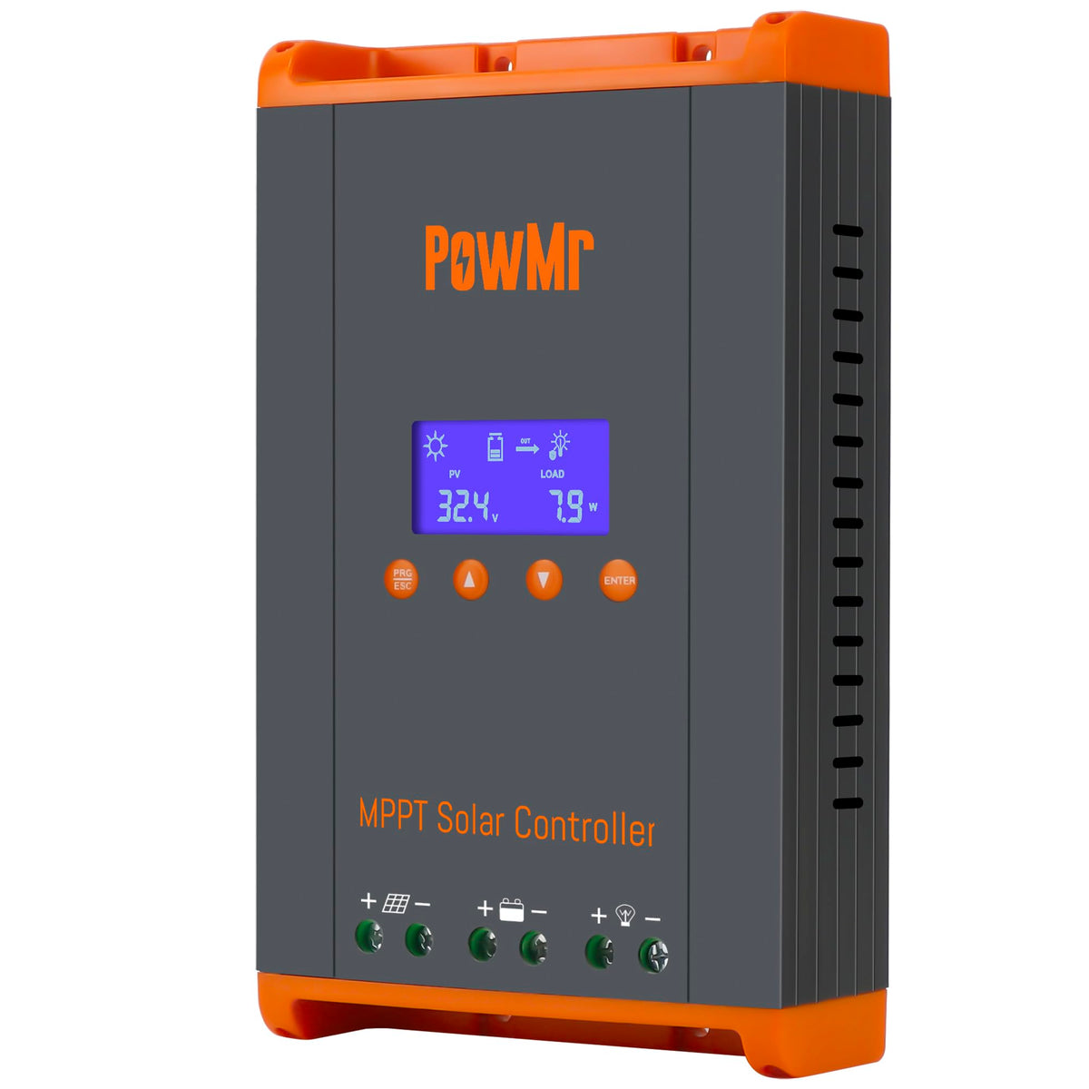 Temank PowMr front panel with LCD showing system data for easy monitoring