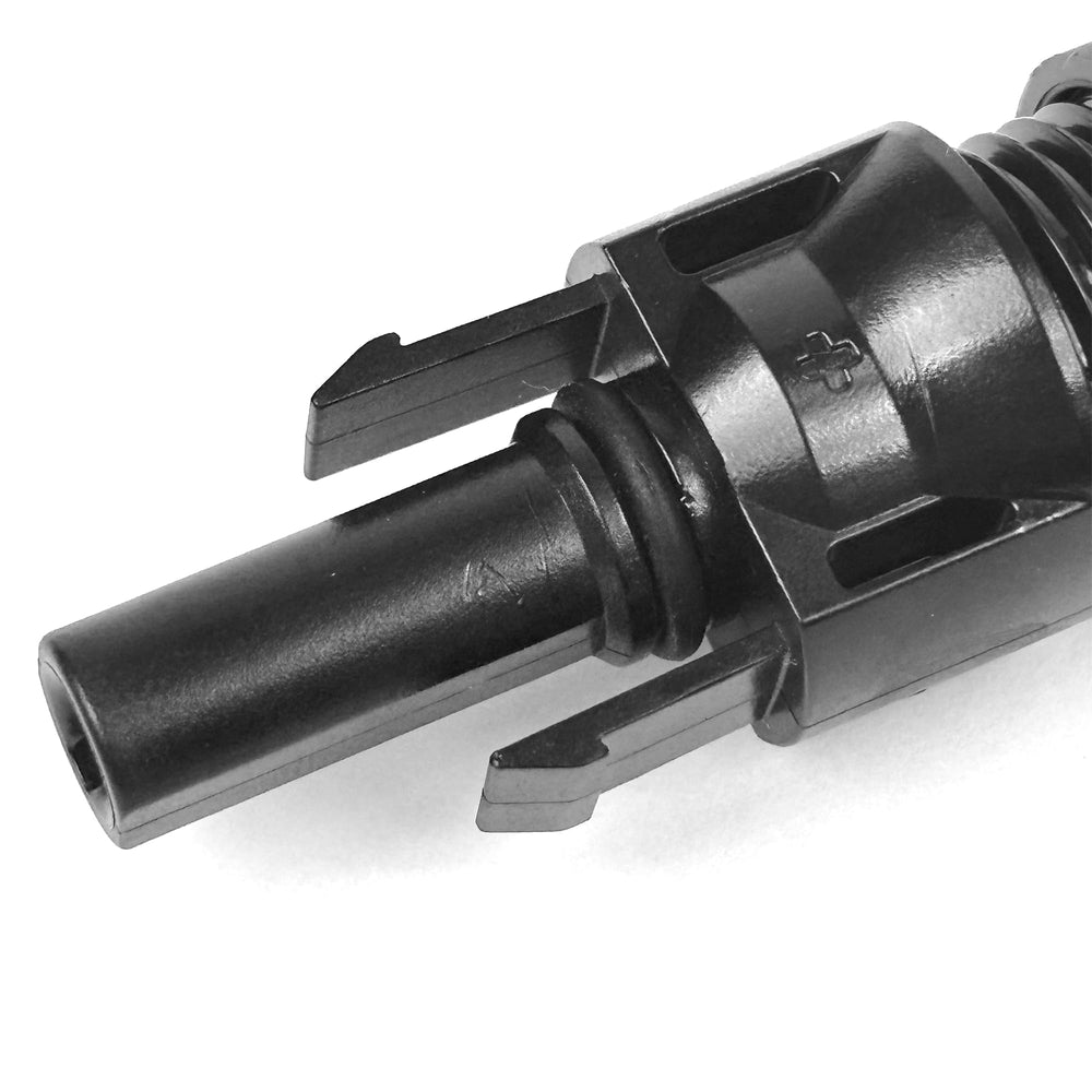 TEMCo Industrial Staubli MC4 locked pair side view illustrating secure snap-in locking benefit