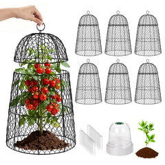 TEMFAR front view of six metal cloches protecting plants, durable protection