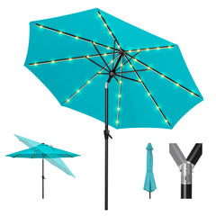 Tempera full umbrella view showing 10ft coverage and evening ambiance