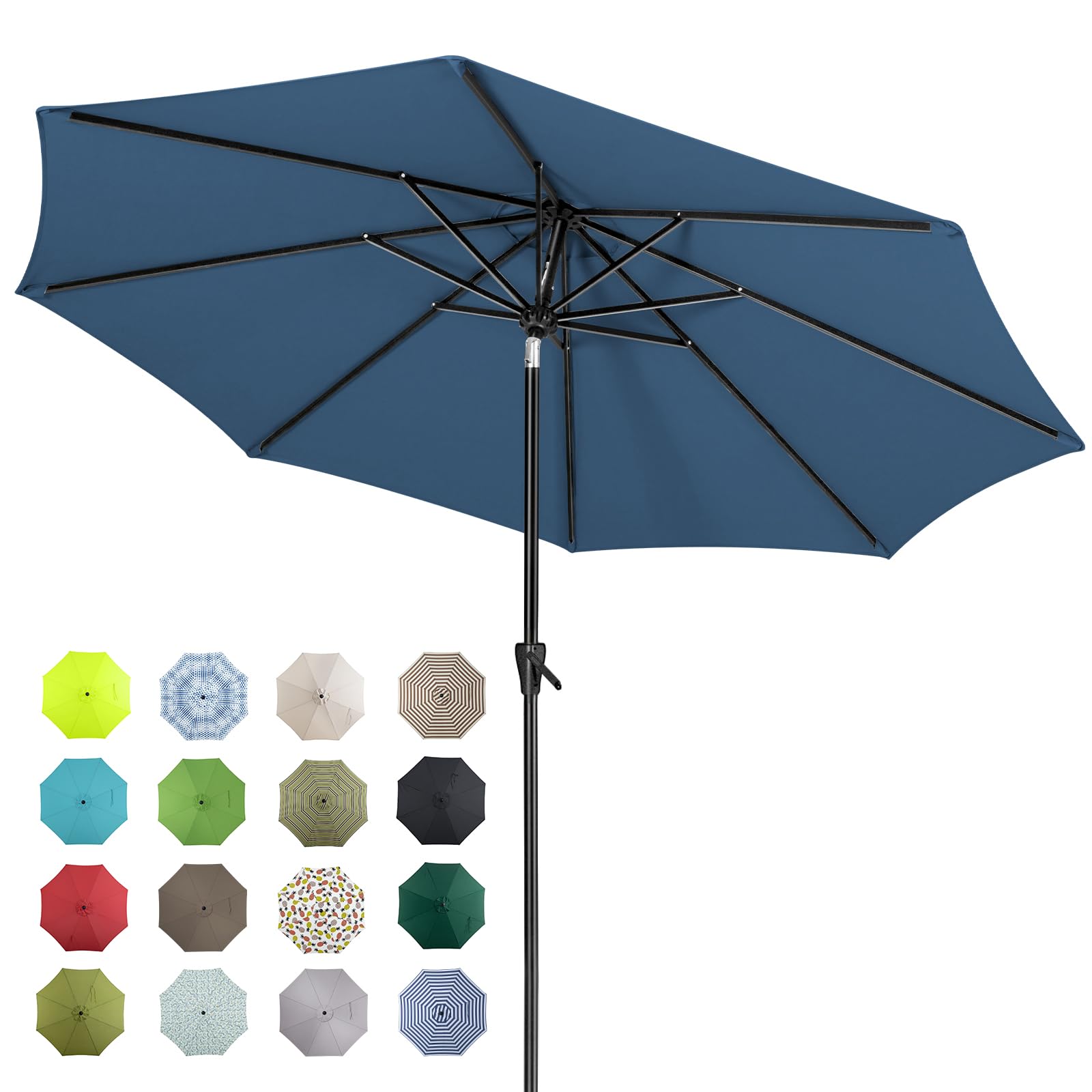 Tempera open 10ft umbrella front view showing wide shade benefit
