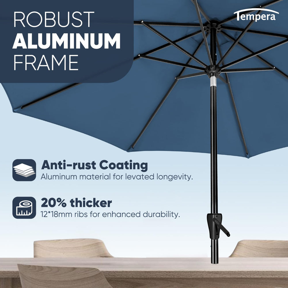 Tempera aluminum pole close-up showing rust-resistant durability benefit