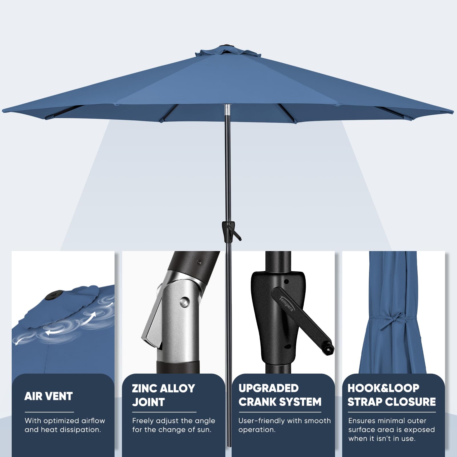 Tempera canopy fabric texture showing fade-resistant protection benefit
