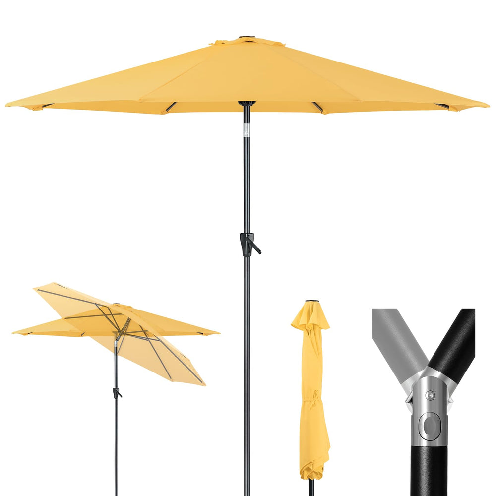 Tempera front view yellow canopy showing broad sun coverage benefit