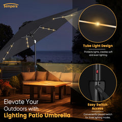 Tempera LED tube detail with lights on delivering even soft nighttime illumination