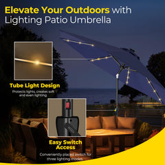 Tempera tube-style LED lights under canopy creating soft ambient lighting