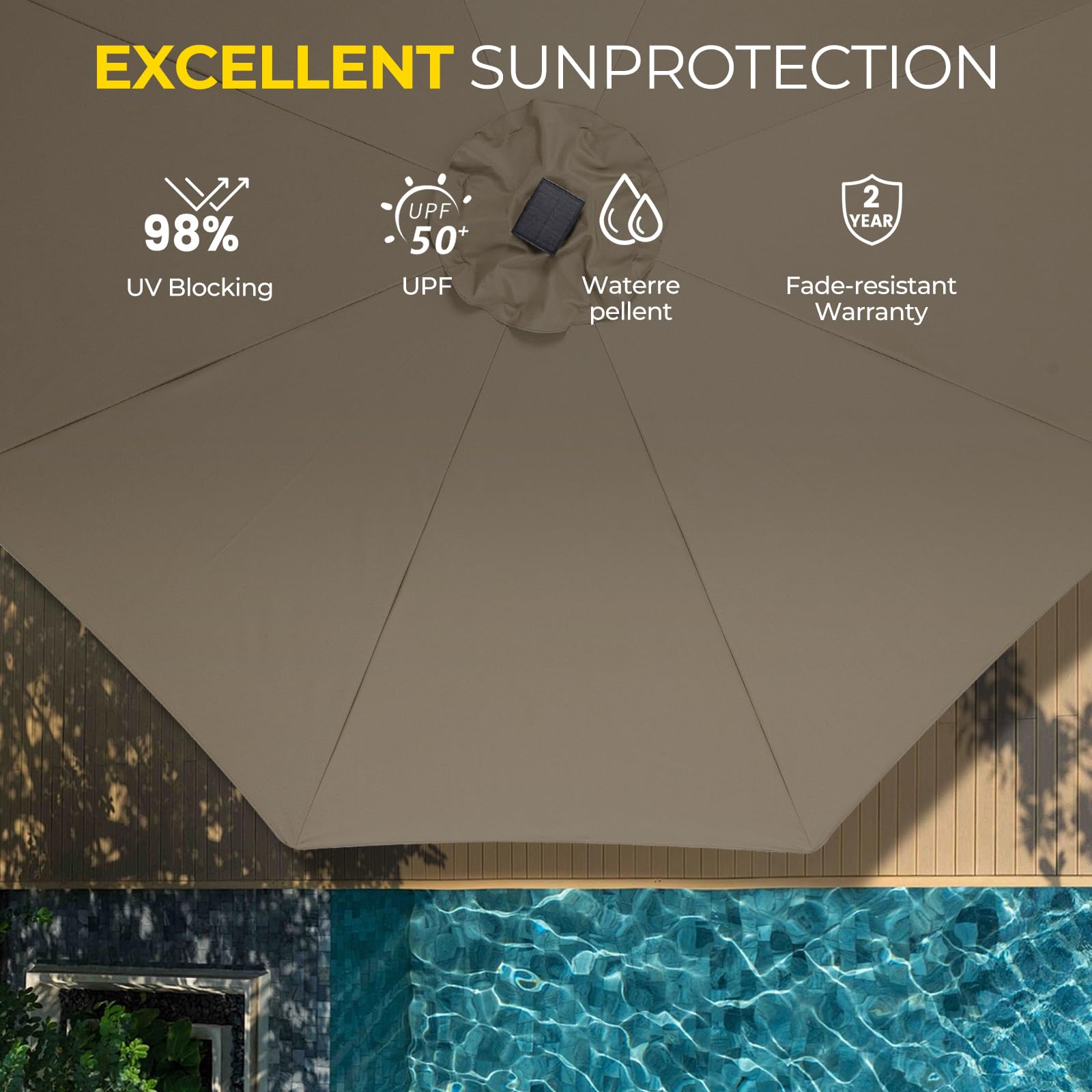 Tempera polyester canopy texture displaying fade-resistant, water-repellent fabric