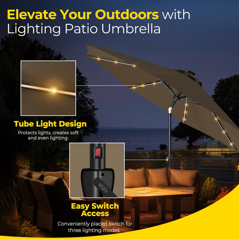 Tempera solar panel on top charging battery for energy-saving lights