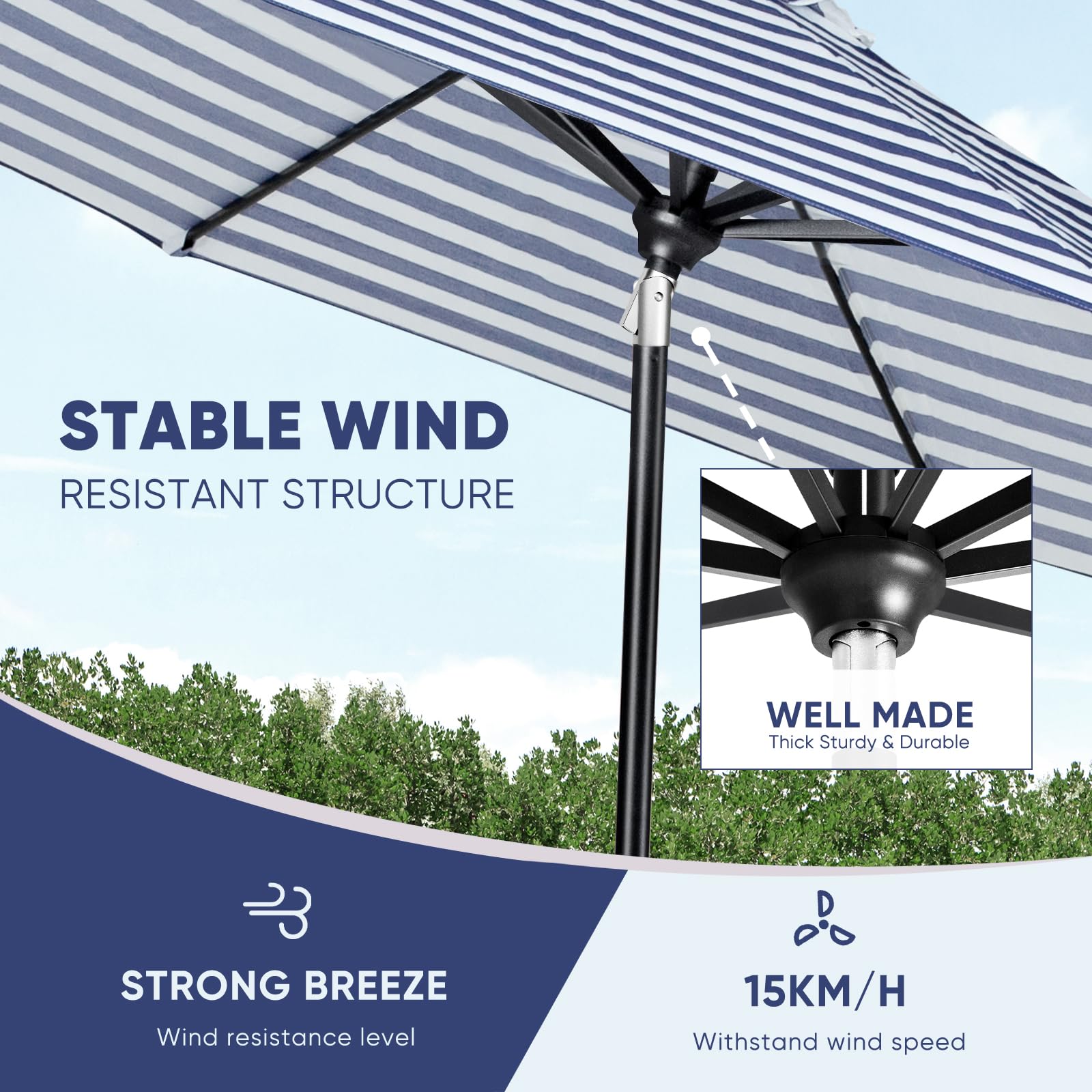 tempera wind vent top detail improves airflow and stability in breezy conditions