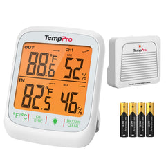TempPro front display showing temperature and humidity for quick reference