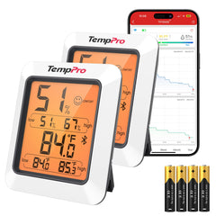 TempPro front display showing temperature and humidity for quick checks