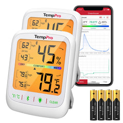 TempPro TempAir front display showing temperature and humidity, quick at-a-glance readings
