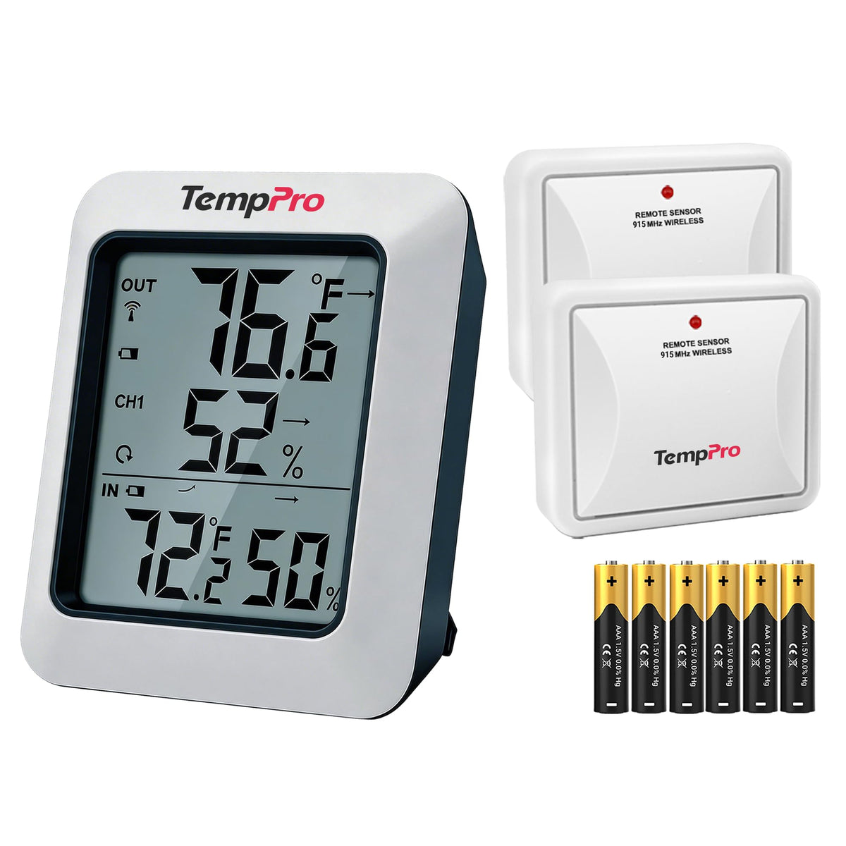 TempPro TempAir front display showing temperature and humidity, quick at-a-glance monitoring