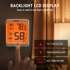 TempPro TempAir placed on a living room shelf for visible home comfort tracking
