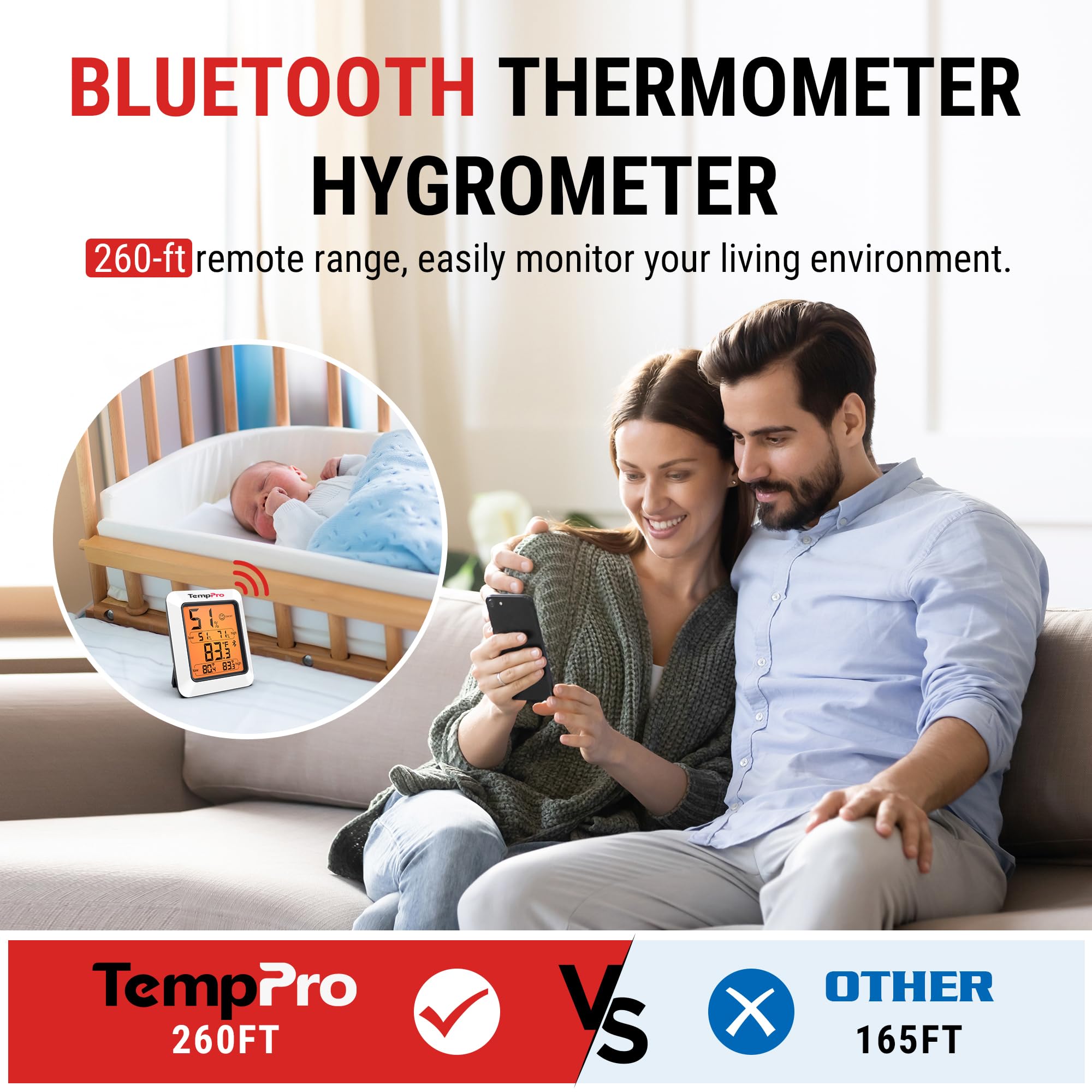 TempPro slim side profile showing size and easy placement benefit