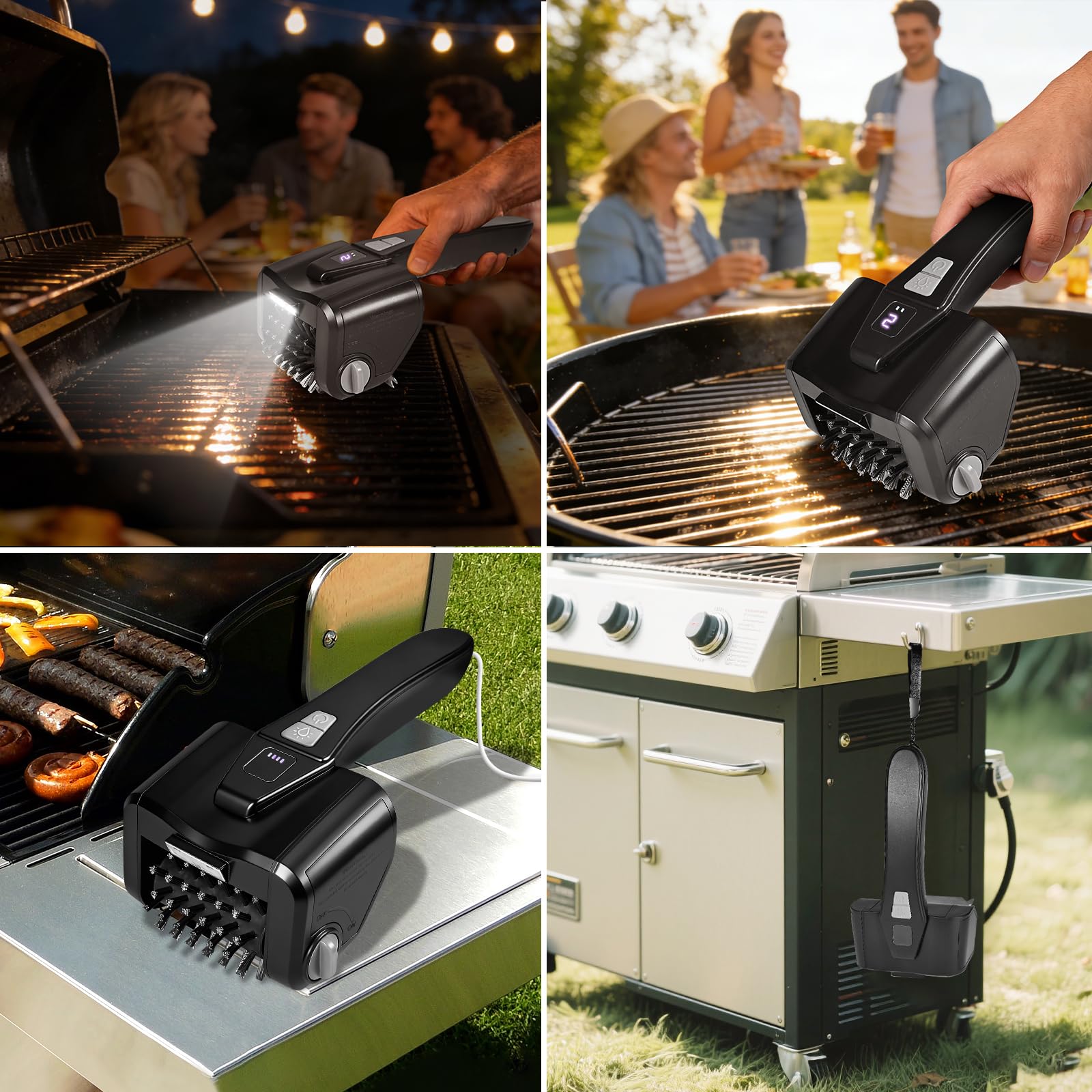 TemptLock lifestyle backyard barbecue scene showing clean grill ready for the next cookout