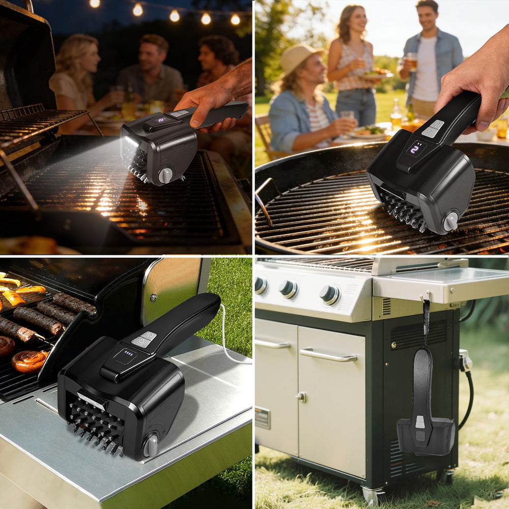 TemptLock lifestyle backyard barbecue scene showing clean grill ready for the next cookout