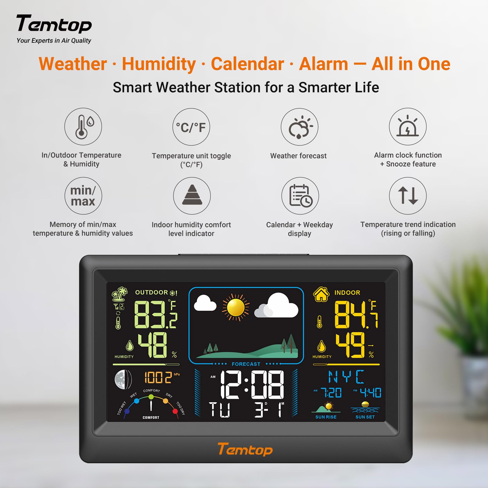 Temtop W100 Lite side profile with buttons visible for simple control and adjustments