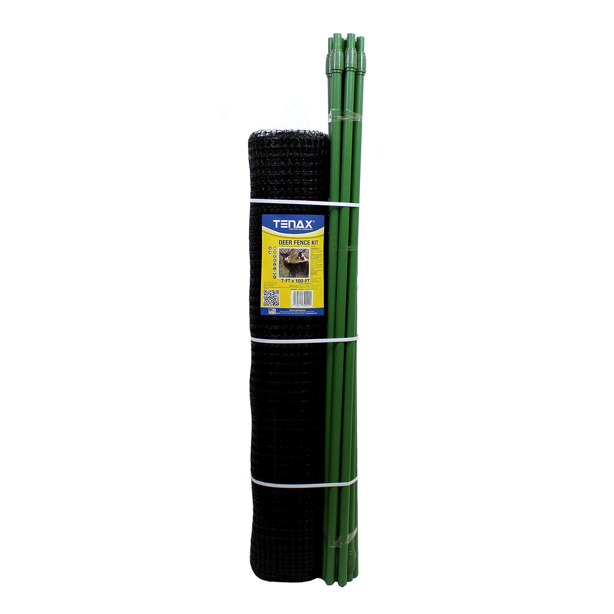 TENAX folded deer fence kit packaging with contents visible for quick setup