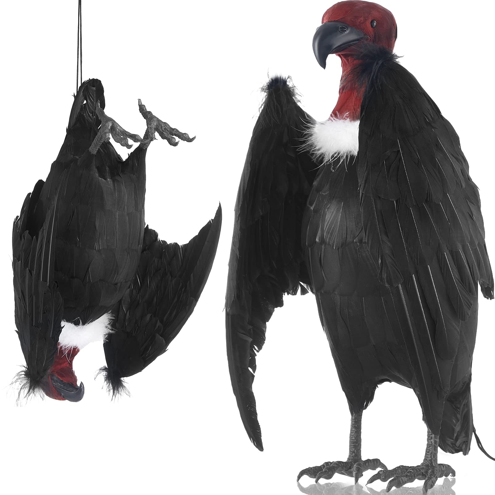 Tenceur front view hanging vulture showing lifelike silhouette and outdoor deterrent benefit
