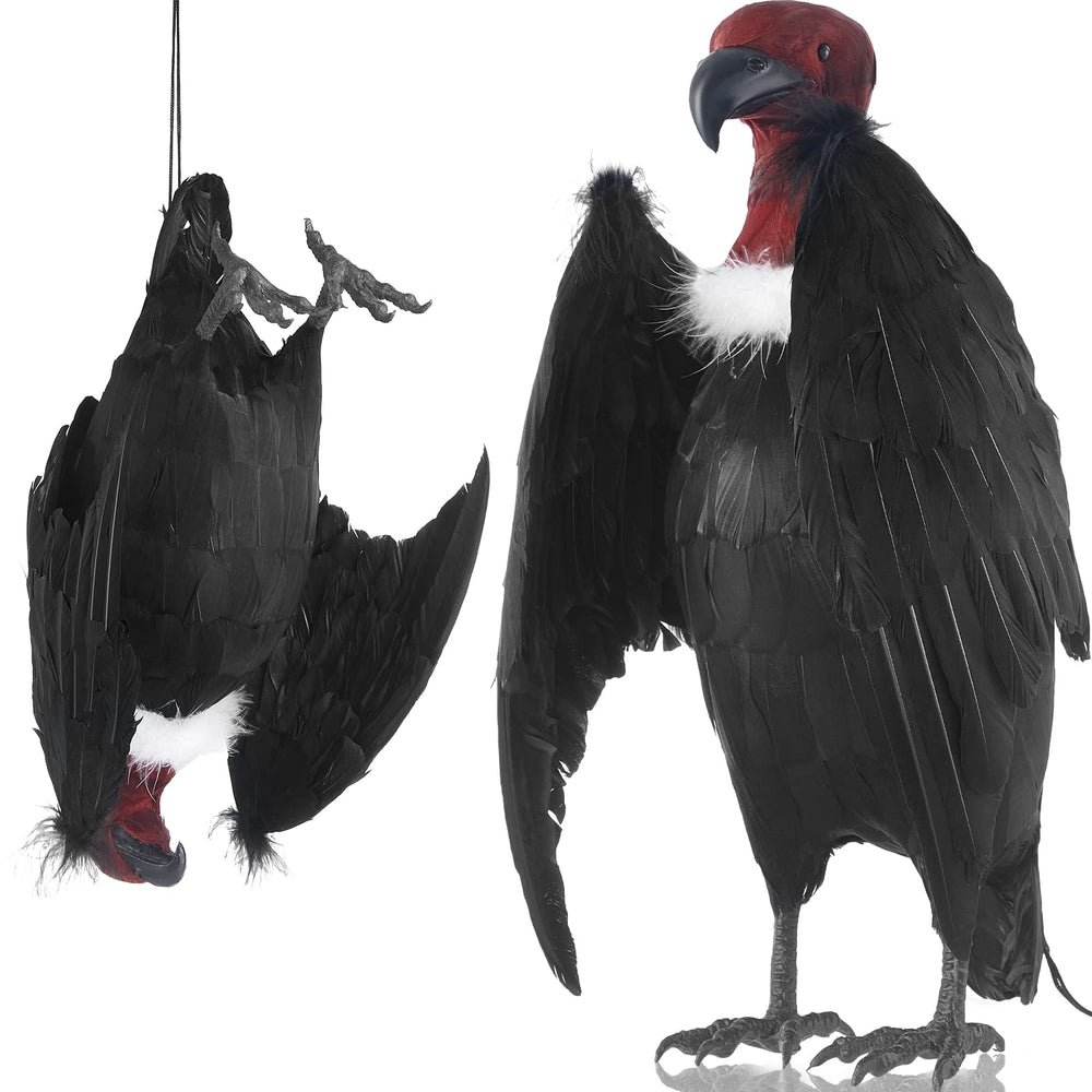 Tenceur front view hanging vulture showing lifelike silhouette and outdoor deterrent benefit