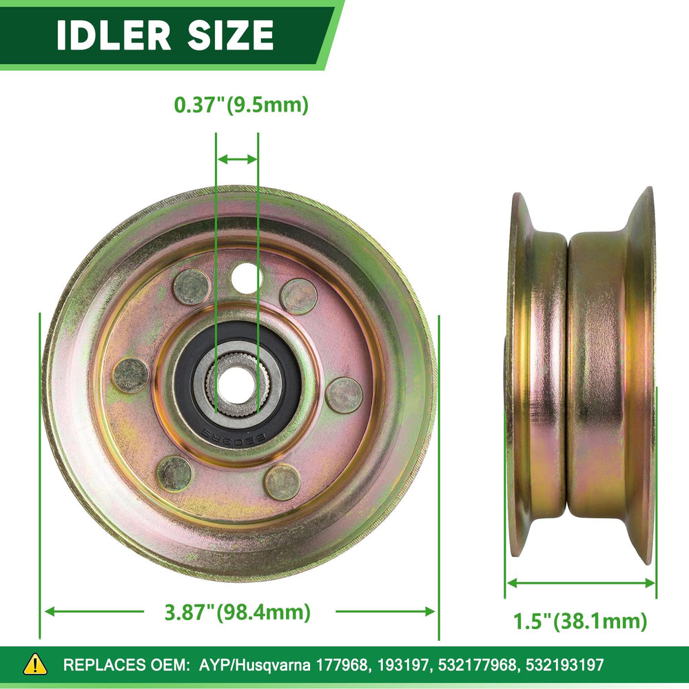 TENGMUJX belt and idlers laid out to show included parts for full deck rebuild