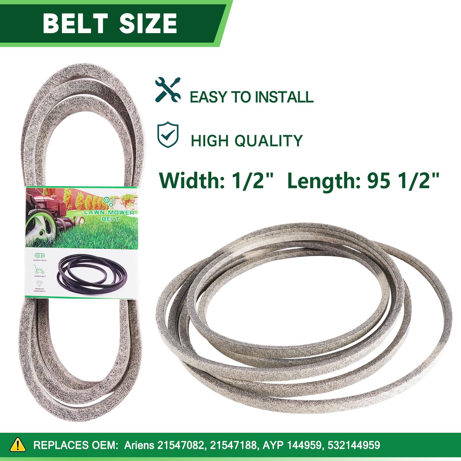 TENGMUJX deck belt laid flat for accurate size match and easy replacement