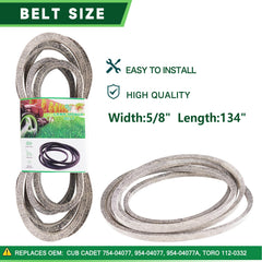 TENGMUJX deck belt laid flat showing correct length and fit for reliable drive