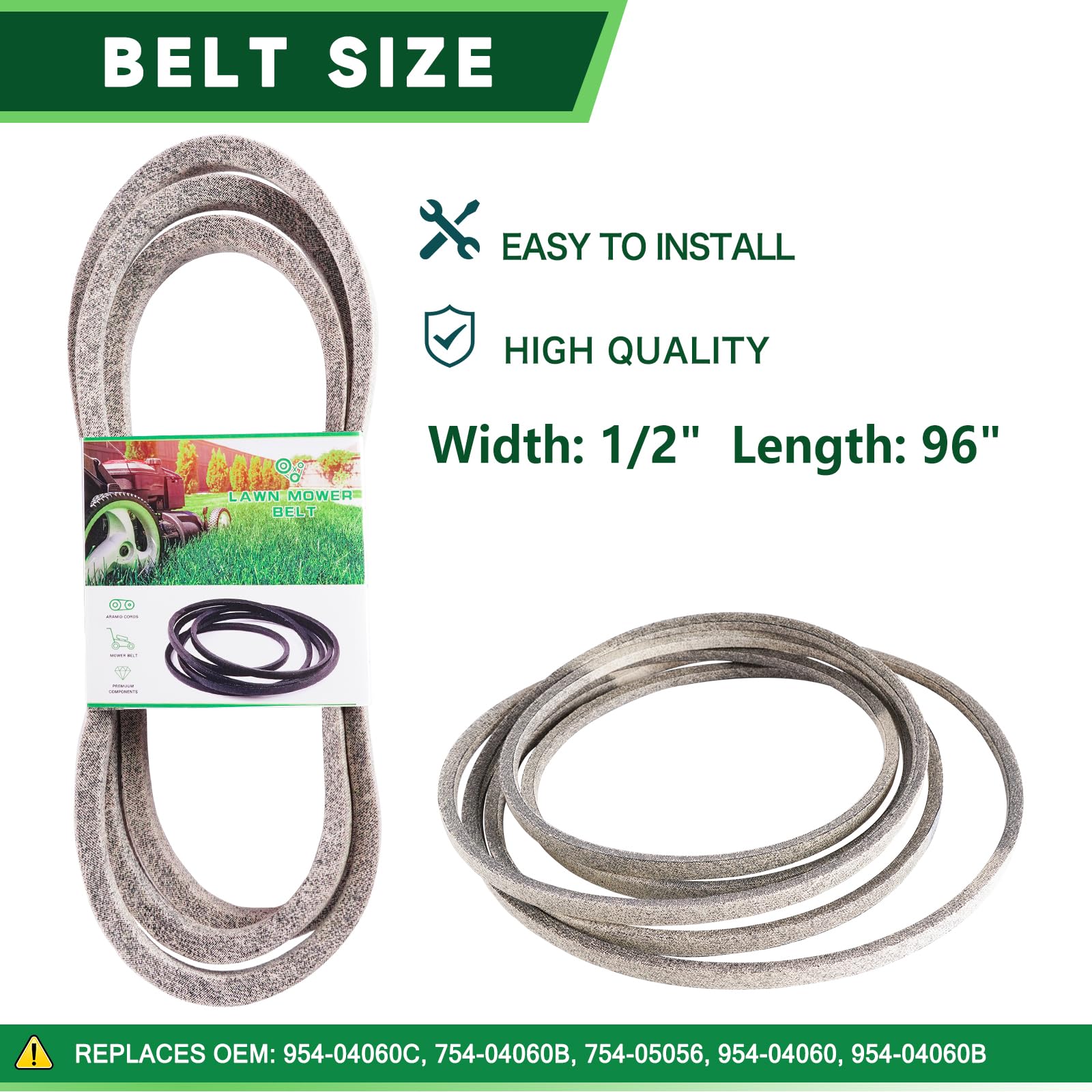 TENGMUJX deck belt laid flat with scale indicating correct length fit