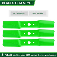TENGMUJX blade installed on a 50-inch mower deck demonstrating improved bagging