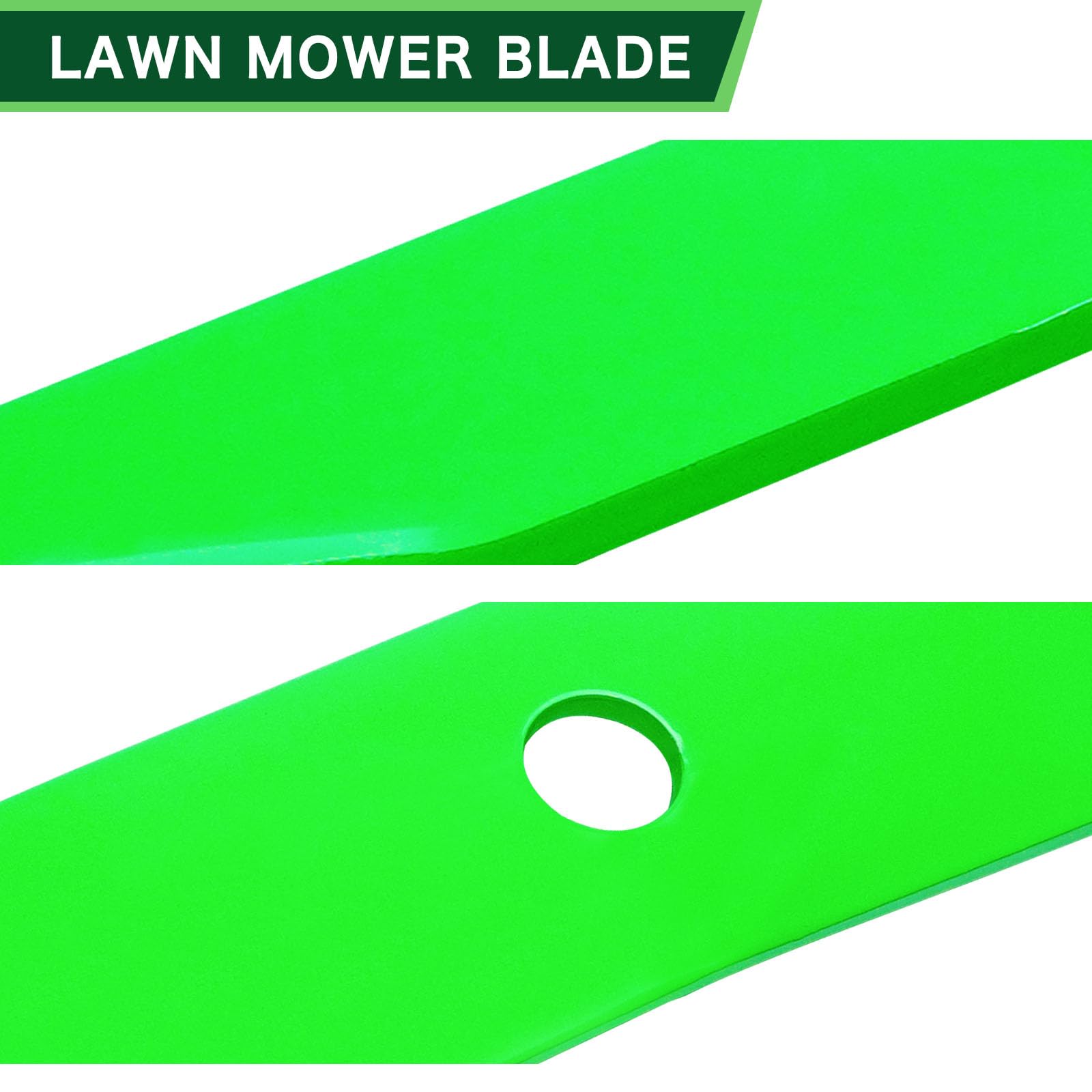TENGMUJX blade installed on mower deck showing correct alignment benefit