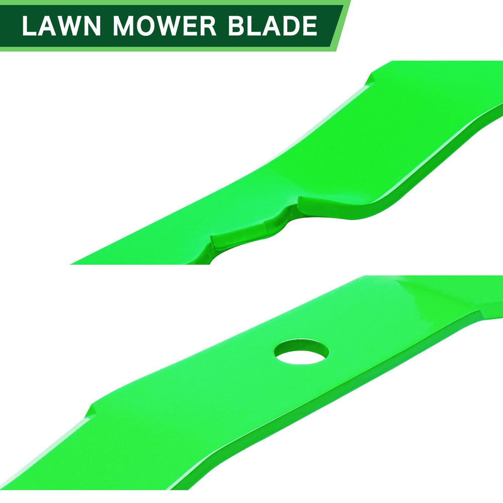 TENGMUJX blade profile showing 1/2" offset and 1" airlift, supports consistent grass lift