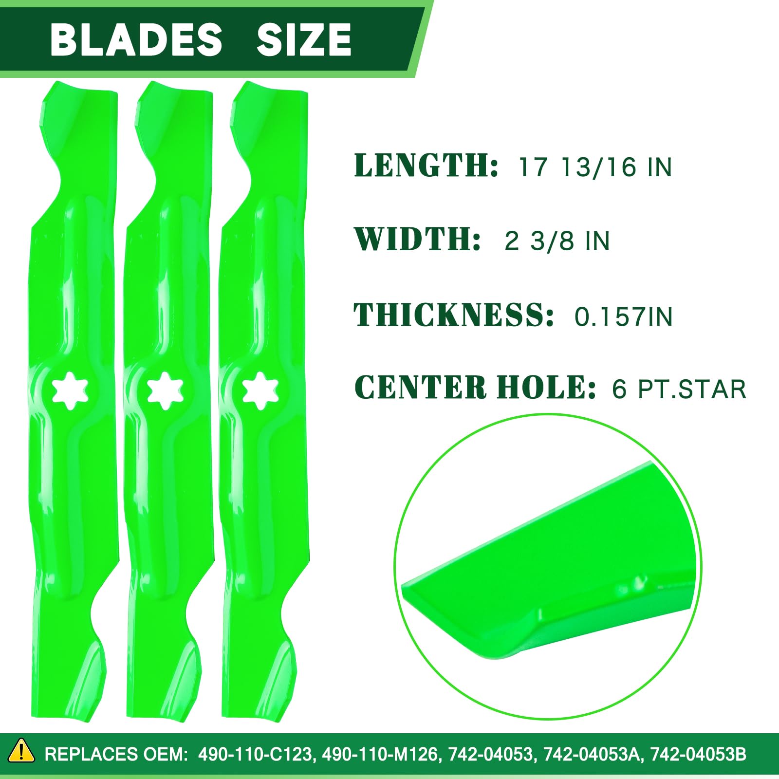TENGMUJX blade top view highlighting sharp edge for cleaner grass cuts