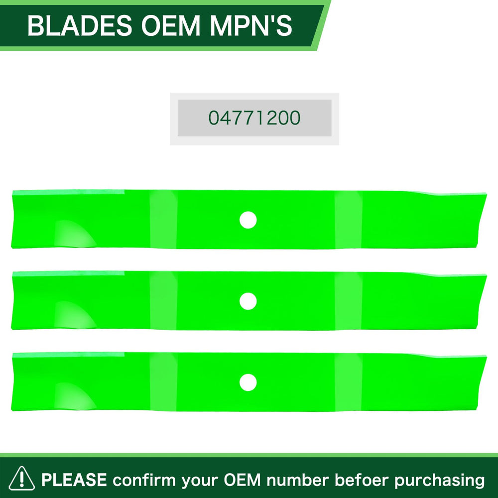 TENGMUJX blades installed on a 52-inch deck demonstrating proper fit and alignment