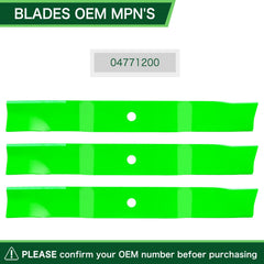 TENGMUJX blades installed on a 52-inch deck demonstrating proper fit and alignment