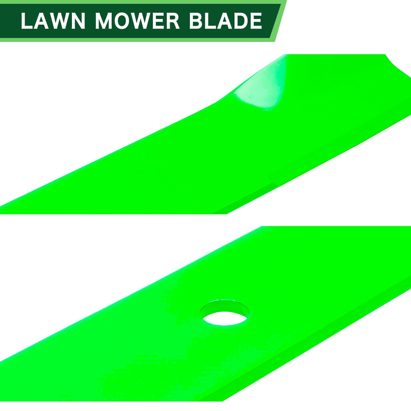 TENGMUJX blades installed on a 54-inch deck showing correct alignment benefit