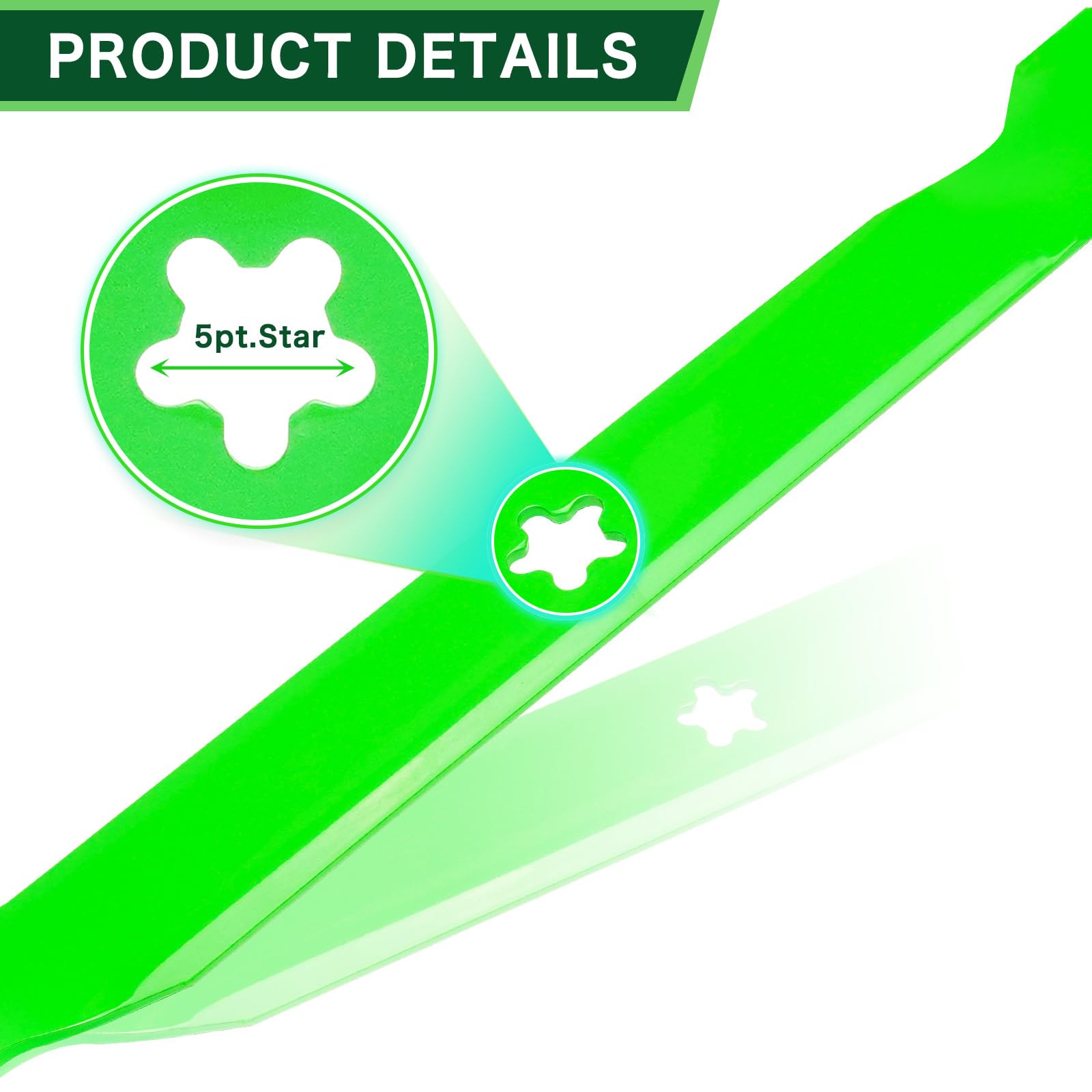 TENGMUJX 5-point star center hole view showing correct spindle fit for Craftsman