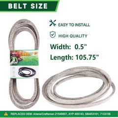 TENGMUJX deck belt laid flat showing correct length for proper tension and alignment