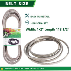 TENGMUJX deck belt laid flat to show correct length and stronger grip
