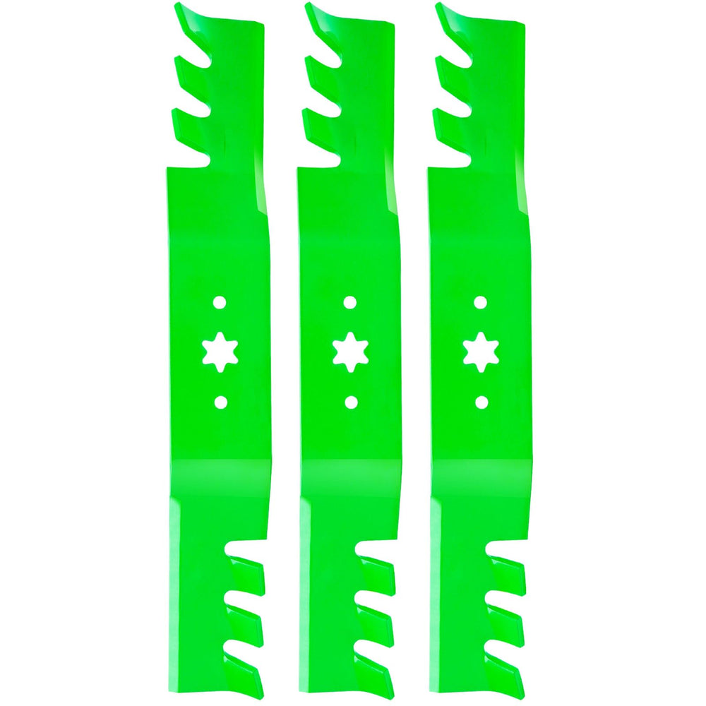 TENGMUJX front view of the 50-inch mulching blades pack showing fit and finish benefits