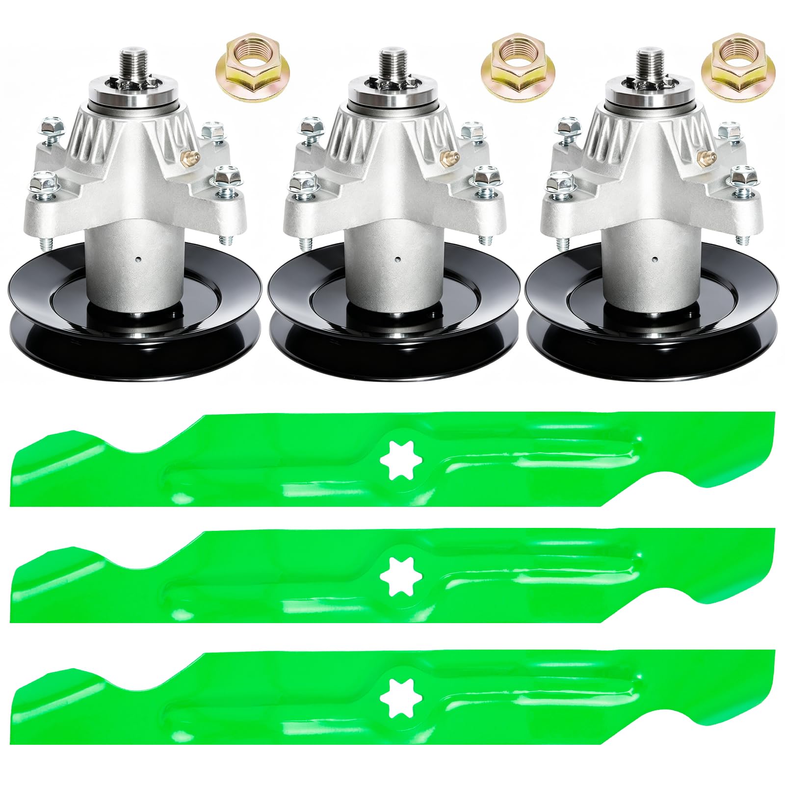 TENGMUJX kit front packaging showing included spindles and blades and clear contents